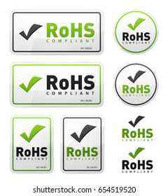 RoHS Compliant Icons Set/
Illustration of a set of rohs compliant certificate signs, illustrating european union directive on hazardous substances