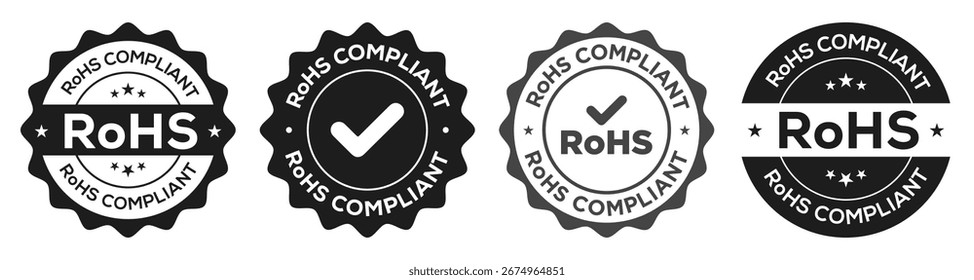 RoHS-konformes Stempel- und Badge-Vektorsymbol-Set. Rohs-Stempel
