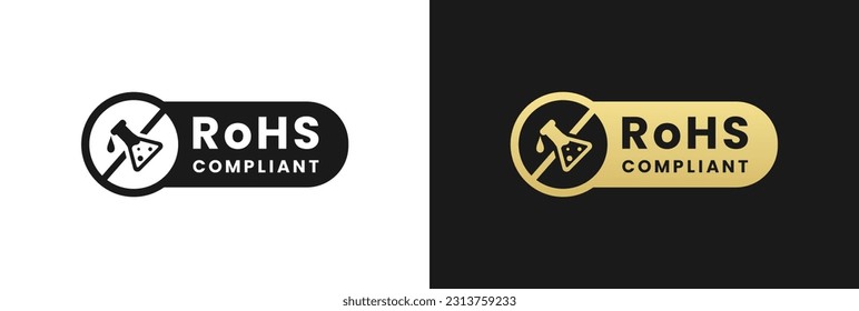 RoHS-Logo oder RoHS-Label, Vektorgrafik einzeln auf ebene Art. Der beste RoHS Logo-Vektor für Produktverpackungsdesign. RoHS-Labelvektor für Verpackungsdesign.