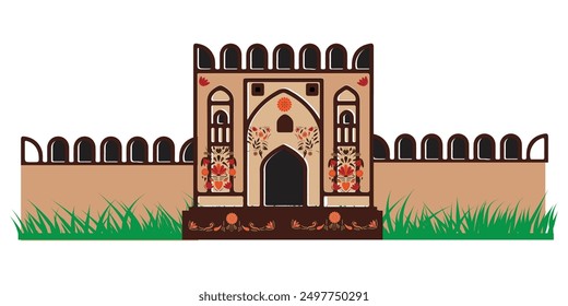 Rohtas Fort Qila Jhelum Punjab Pakistán diseño de Ilustración vectorial 