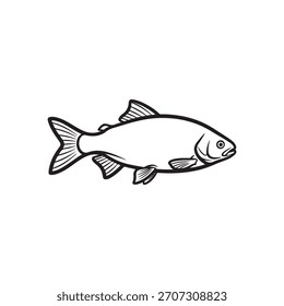 Rohu fish outline vector flat illustration design
