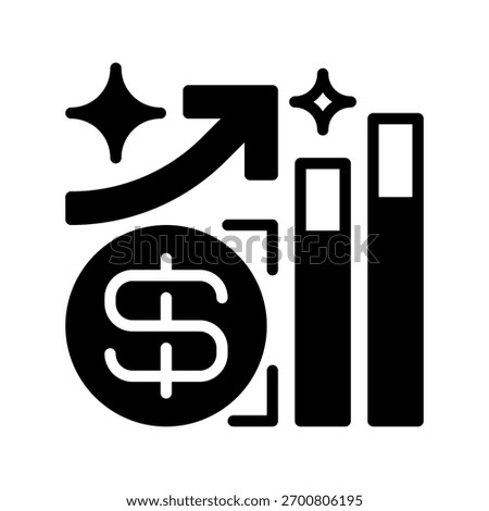 ROI Chart Line Icon, Outline Symbol for Performance Measurement, Profit Analysis, Business Evaluation, Financial Reporting, and Growth Tracking. Vector Sign Icon.