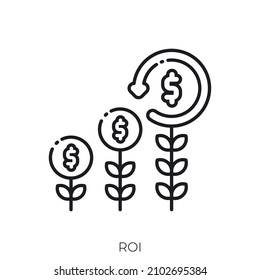 ROI icon. Outline style icon design isolated on white background