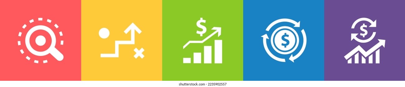 ROI icons Infographic design template. Creative concept with 5 options