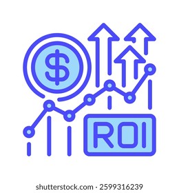 ROI Measurement line icon. linear style sign for mobile concept and web design. Outline vector icon. Symbol, logo illustration. Vector graphic