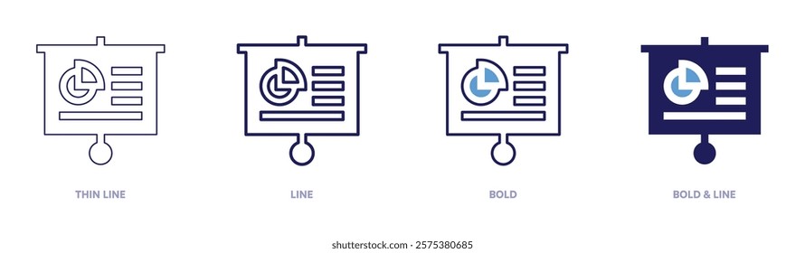ROI prediction icon in 4 different styles. Thin Line, Line, Bold, and Bold Line. Duotone style. Editable stroke.