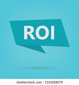 ROI (Return On Investment) acronym on sticker- vector illustration