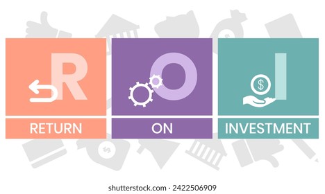 ROI - Return On Investment acronym. business concept background. vector illustration concept with keywords and icons. lettering illustration with icons for web banner, flyer, landing page