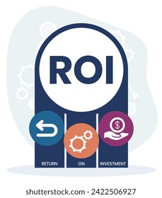 ROI - Return On Investment acronym. business concept background. vector illustration concept with keywords and icons. lettering illustration with icons for web banner, flyer, landing page