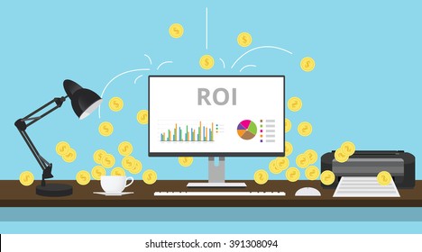 Roi Return On Investment With Graph And Gold Coin