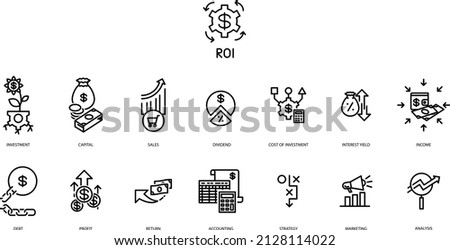 ROI, Return on investment icons , vector illustration