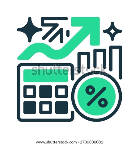 ROI Simulation Line Icon, Outline Symbol for Financial Forecasting, Performance Modeling, Business Planning, Return Prediction, and Data Analysis. Vector Sign Icon.