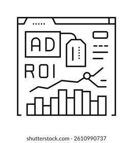 roi tracking social media line icon vector. roi tracking social media sign. isolated contour symbol black illustration
