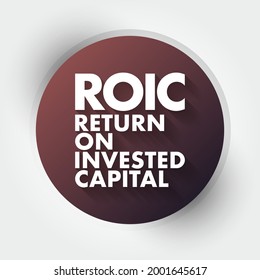 ROIC Return On Invested Capital - Ratio Used In Finance, Valuation And Accounting, As A Measure Of The Profitability, Acronym Text Concept Background