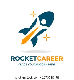 Roket career vector logo template. This design use rocket and human with tie symbol. Suitable for business.