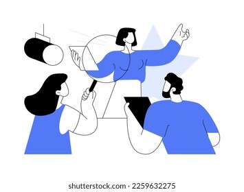 Role audition abstract concept vector illustration. Actor audition, acting skills demonstration, cinematography, main cast, talent search, introduction interview, leading role abstract metaphor.