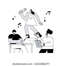 Role audition abstract concept vector illustration. Actor audition, acting skills demonstration, cinematography, main cast, talent search, introduction interview, leading role abstract metaphor.