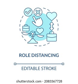 Role distancing blue concept icon. Practice another social role. Find new position in community abstract idea thin line illustration. Vector isolated outline color drawing. Editable stroke
