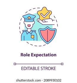 Role expectation concept icon. People engagement in society. Tradition opinion about person behavior abstract idea thin line illustration. Vector isolated outline color drawing. Editable stroke