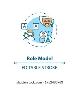 Role model concept icon. Respected mentor, parent figure, authority person idea thin line illustration. Inspiring example, trusted leader. Vector isolated outline RGB color drawing. Editable stroke