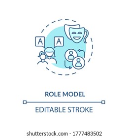 Role model concept icon. Respected mentor, parent figure, authority person idea thin line illustration. Inspiring example, trusted leader. Vector isolated outline RGB color drawing. Editable stroke