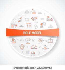 concepto de modelo de rol con concepto de icono con forma redonda o circular para placa