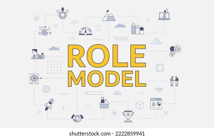 role model concept with icon set with big word or text on center