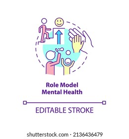 Role model mental health concept icon. Kids mental toughness development abstract idea thin line illustration. Isolated outline drawing. Editable stroke. Arial, Myriad Pro-Bold fonts used