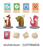 Role play games. Dnd polygonal dice for multiplayer fantasy games rpg enemy fairytale medieval adventure symbols exact vector cartoon illustration