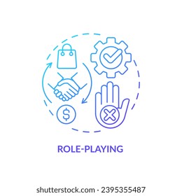 Role playing blue gradient concept icon. Negotiation skills. Training exercise. Service representative. Sales coaching. Round shape line illustration. Abstract idea. Graphic design. Easy to use