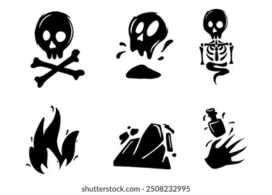 Role Playing Games, Video Game Icon - Poison, RPG game icon set, fantasy mobile app collection, vector health heal sign. , skill award, knight,skull