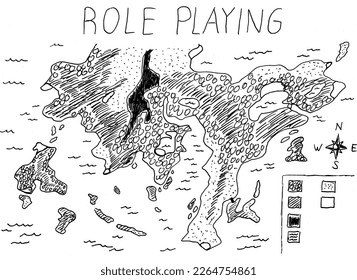 Role playing - hand written continent map