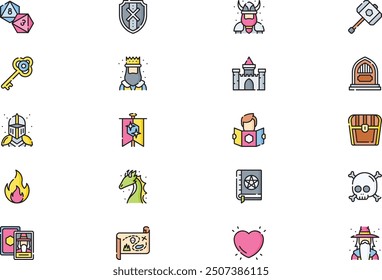 Role playing icons collection is a vector illustration with editable stroke.