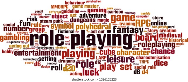 Role playing word cloud concept. Vector illustration