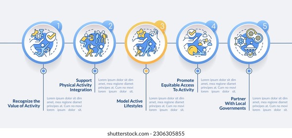 Role of school leader in mental health circle infographic template. Data visualization with 5 steps. Editable timeline info chart. Workflow layout with line icons. Lato-Bold, Regular fonts used