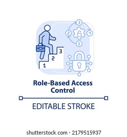 Role-based access control light blue concept icon. Security management abstract idea thin line illustration. Isolated outline drawing. Editable stroke. Arial, Myriad Pro-Bold fonts used