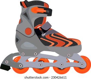 Roler blade vector, rollerskating, rollerblading, orange roller blade, sport equipment