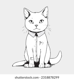 Rolex cartoon character of a cat T-shirt design graphic vector