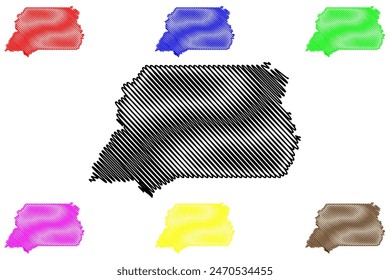 Rolim de Moura municipality (State of Rondônia or Rondonia, RO, Municipalities of Brazil, Federative Republic of Brazil) map vector illustration, scribble sketch Rolim de Moura map