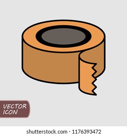 Roll of adhesive tape icon. Flat outline vector illustration.