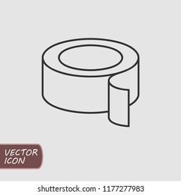 Roll Of Adhesive Tape Icon. Flat Outline Vector Illustration.