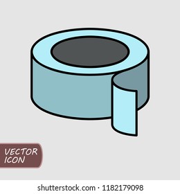 Roll of adhesive tape icon. Flat outline vector illustration.