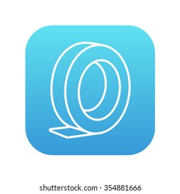 Roll of adhesive tape line icon for web, mobile and infographics. Vector white icon on the blue gradient square with rounded corners isolated on white background.