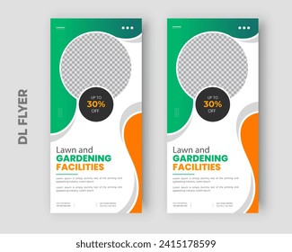 Roll up Agriculture and gardening facilities lawn care flyer design template or dl flyer design template