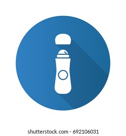 Roll antiperspirant flat design long shadow glyph icon. Deodorant. Vector silhouette illustration