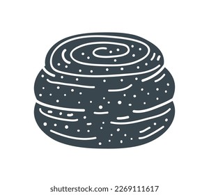 roll bakery doodle icon isolated