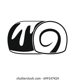 Roll bakery product in black simple silhouette style icons vector illustration for design and web isolated on white background. Roll bakery product vector object for labels and logo