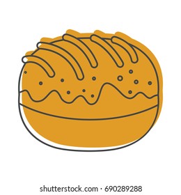 Roll bakery product in doodle style icons vector illustration for design and web isolated on white background. bakery product vector object for labels and logo