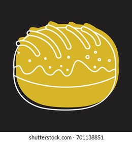 Roll bakery product in doodle style icons vector illustration for design and web on black background. Bakery product roll vector object for labels and logo