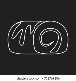 Roll bakery product in thin line style icons vector illustration for design and web on black background. Bakery product roll vector object for labels and logo